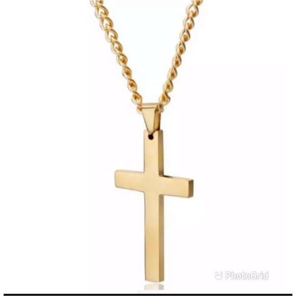 Men’s Cross Necklace Stainless Steel Chain Pendant - Picture 7 of 8